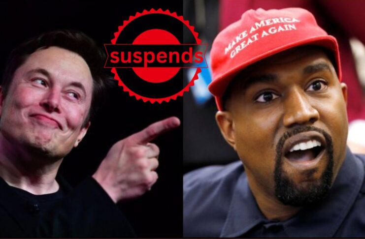 Elon Musk suspends Kanye West's twitter account